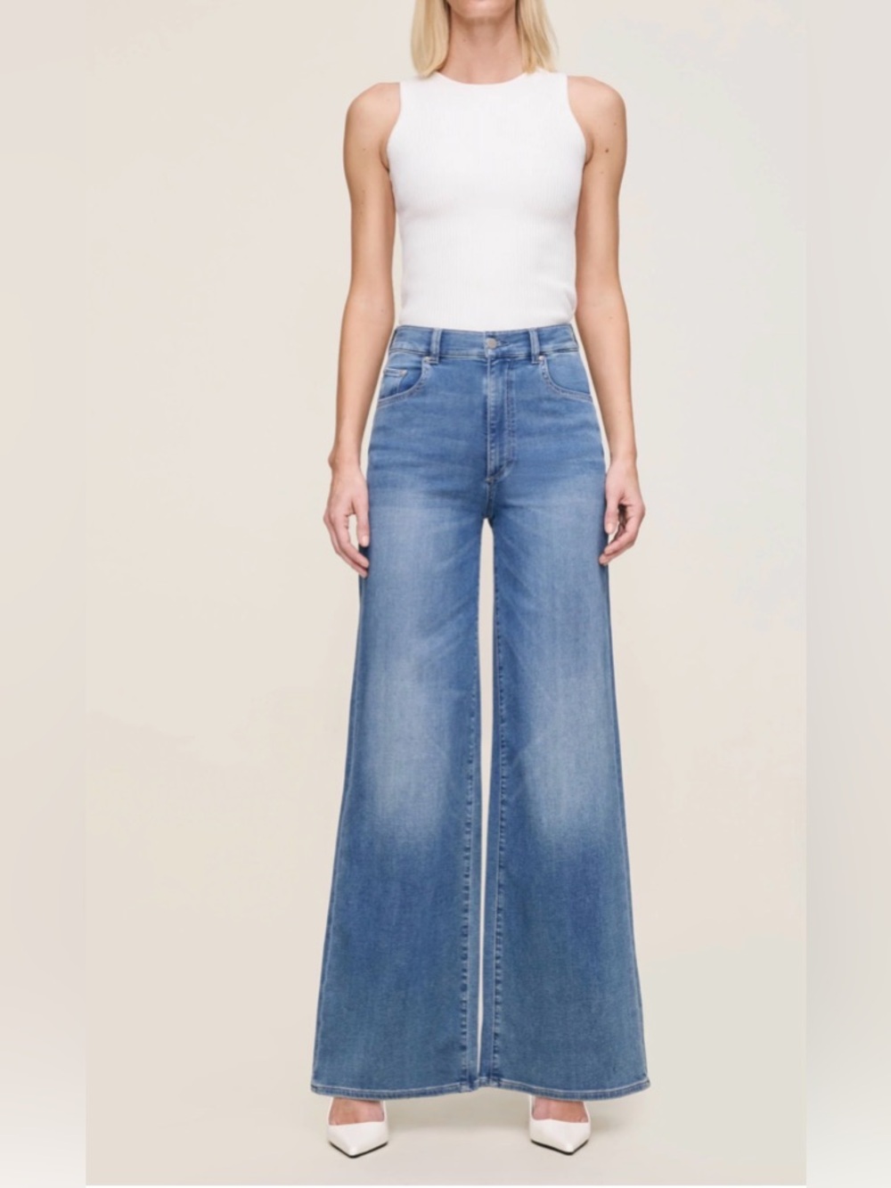 DL1961 High-Rise Wide Leg Light Blue Denim Jeans